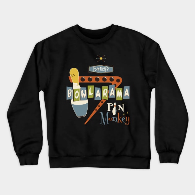 Barney's Bowlerama Crewneck Sweatshirt by stevethomasart